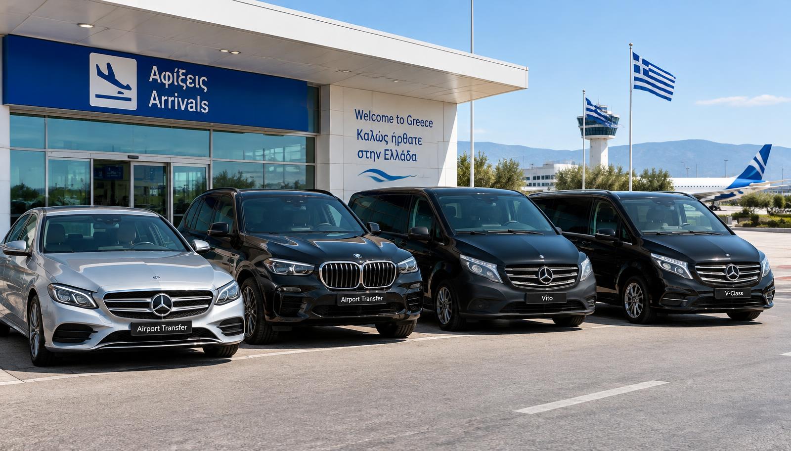 Olympus Transfers fleet: sedan, SUV, Mercedes Vito and V-Class